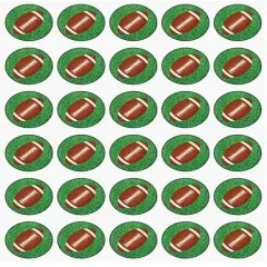 30 x Footballs in Grass Themed Edible Cupcake Toppers | Uncut on Wafer Sheet- Qty 30-1.5&rdquo; each