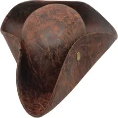 4E&rsquo;s Novelty Brown Faux Leather Tricorn Hat - Pirate Costume for Men, Women & Kids, Pirate Accessories for Dress Up, Halloween Adult Pirate Costume