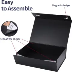 4-Pack 11&rdquo;x8&rdquo;x3.5&rdquo; Black Gift Boxes with Magnetic Lids, Large Collapsible Gift Wrap Box Magnet Clourse for Presents, Mothers Day, Birthday, Wedding, Bridesmaid Groomsman Proposal Box