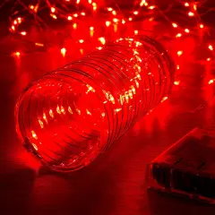 1 Pack 16.4ft Battery Operated String Lights with Timer, Red with Synchronized Twinkle Mode, Fairy Lights Battery Powered, 50 LEDs, Idea for Christmas Bedroom Party Wedding