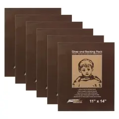 Ambiance Picture Frame Glass and Backing 11x14" - 6 Pack &ndash; 2mm Thick Glass Sheets with White Corrugated Cardboard Backing &ndash; Replacement Glass for Open-Back Frames