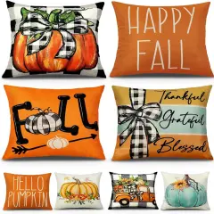 Fall Decorations Set of 4 Double-Sided Print Fall Pillow