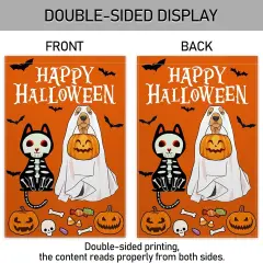 Halloween Ghost Dog Garden Yard Flag 12x18 Inch(Orange)