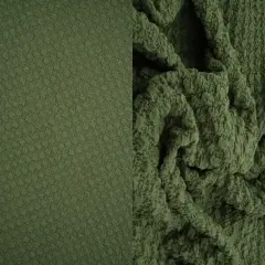 1 Yard Cauliflower Jacquard Knit Fabric, 59/60&Prime; Wide Polyester Spandex Blend OLIVE VINTAGE