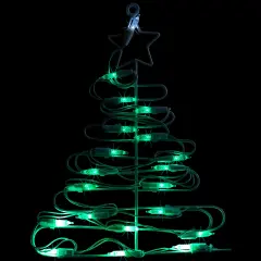 Northlight LED Lighted Christmas Tree Window Silhouette Decoration - 12.5" - Green Lights White
