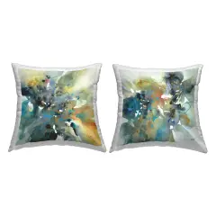 Energetic Splash Abstraction 2 PC Outdoor Printed Pillow Set Design by K. Nari, 18 x 7 x 18