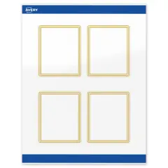 Avery Printable Rectangle Labels, Gold Multi-Lined Border, 4" x 3-1/3", Glossy White Rectangle Labels, Permanent, Laser/Inkjet, 40ct, Great for Product Labels