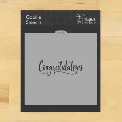 Congratulations Cookie & Craft Stencil | CM135 by Designer Stencils | Cookie Decorating Tools |