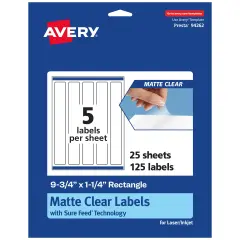 Avery Matte Clear Labels,9-3/4" x 1-1/4" Rectangle