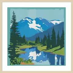 Mountain Reflection I by Walker Noble Wood Framed Wall Art Print