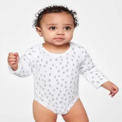 Rabbit Skins&reg; Soft Infant Fine Jersey Long Sleeve Bodysuit White Spot