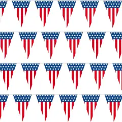 USA Flag Pennant Banner | 100&rsquo; FT. Long American String Flags | 18&rdquo; Inch Tall Triangle Flag Decorations USA Party | Stars and Stripes Bunting Garland | 4th of July Patriotic Decoration