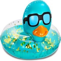 Inflatable Duck Pool Float Tube- Heavy Duty Vinyl UV Resistant Confetti Pool Duck Floatie, Animal Pool Float Swim Ring Pool Inflatables for Kids and Adults for Beach, Party, Vacation