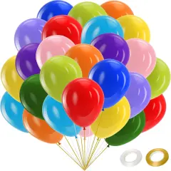 Colorful Balloons, 100 PCS 12 inch Assorted Rainbow Latex Balloons, Bright Color Balloons