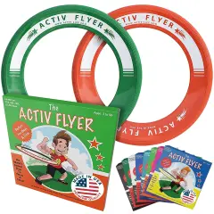 Activ Life 2 Pack Flying Rings for Kids, Fun Beach Toys, Gifts for Boys & Girls Aged 3-14, Cool Family Outdoor Games, Play at Swimming Pool, Playground, Basket Fillers Birthday Presents, Green/Orange