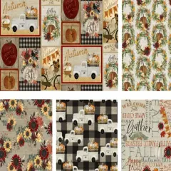 Fall Harvest Fat Quarter Bundle 5 pc 18"x21"