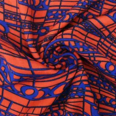 Orange-Blue Modern Abstract Printed Rayon Challis Woven Fabric By the Yard