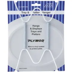 Plymor White Vinyl Finish Wall Mountable Tray and Platter Hanger, 8.25" H x 4.75" W x 0.875" D (For Trays or Platters 10" - 16")