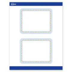 Avery Printable Rectangle Postcards with Rounded Corners, Gold Dots with Blue Border, 4.25" x 5.5", Matte White Rectangle Postcards with Rounded Corners, Laser/Inkjet, 20ct, Great for Postcards