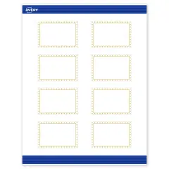 Avery Printable Rectangle Tags, Gold Border with Gold Dots, 2" x 3", Matte White Rectangle Tags, Laser/Inkjet, 80ct, Great for Product Tags