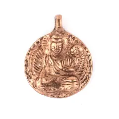 The Bead Chest Round Copper Buddha Pendant (28x34mm)