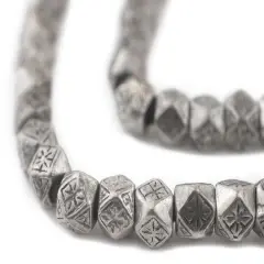 The Bead Chest Silver Patterned Diamond Cut Beads (9mm)