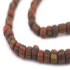 The Bead Chest Java Gooseberry Beads - Full Strand of Striped Glass Beads (Autumn, 4mm)