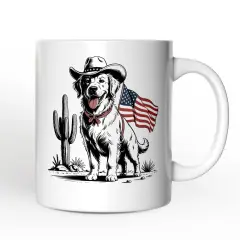 American Cowboy Dog Mug, Western 4th of July Gift
