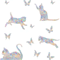 25 Pieces Cat Butterfly Anti-Collision Window Clings