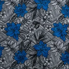 1 Yard All Over Tropical Flowers & Leaves Fabric, 100% Polyester, 60" Wide Turquoise