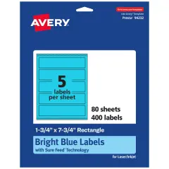 Avery Bright Blue Paper Labels, 1.75" x 7.75" Rectangle
