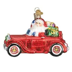 Old World Christmas 3.0 Inch Santa In Antique Car Christmas Tree Ornament , Ornament Travel Delivery Red