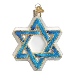 Old World Christmas 3.5 Inch Star Of David Tree Ornament , Hanukkah Hebrew Shield Blue