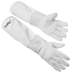 Honey Keeper Beekeeping Gloves - Goatskin Leather with Ventilated Canvas Sleeve and Elastic Cuff
