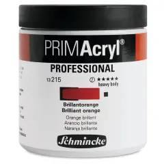 Schmincke Primacryl Professional Acrylic Paint - Brilliant Orange, 237 ml Jar