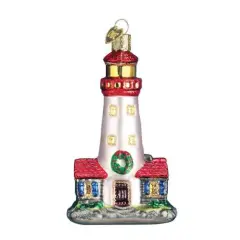Old World Christmas 4.25 In Lighthouse. Christmas Tree Ornament , Ornament Guidance Ocean White