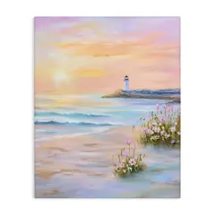 Stupell Industries Warm Sunrise with Distant Lighthouse Canvas Design by Arlington Prints