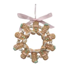 5.3&rdquo; Pastel Color Hanging Gingerbread Wreath Ornament -Festive Christmas D&eacute;cor