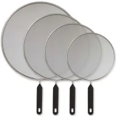 4-Piece Stainless Steel Splatter Guard Set (13", 11.5", 10",8&rdquo;) Fine Mesh Cover, Grease & Oil, Splatter Screen for Frying Pan, Cooking Pots, with Comfort Grip Handles