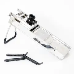 Lehman's Foldable Mandoline Veggie Slicer, Interchangeable Blades for All-In-One Vegetable Slicing, Easy to Clean, Store Flat