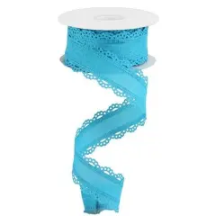 1.5" Scalloped Edge Ribbon: Turquoise (10 Yard)