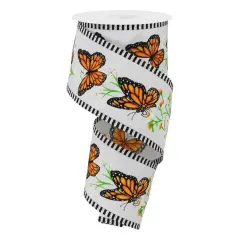 2.5" Monarch Stripe Edge Ribbon: White (10 Yards)