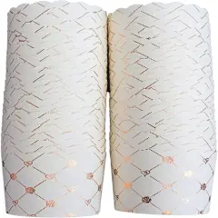 50-Pack Paper Baking Cups, Greaseproof Disposable Cupcake Muffin Liners (Large, Rose Gold Grid)