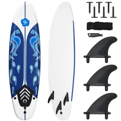 Foam Surfboard EPE EPS PP Lightweight Removable Fins White
