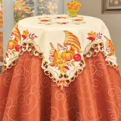 Collections Etc Dainty Cornucopia Harvest Table Linens