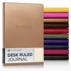 Gallery Leather Journal - Crafted in Maine, USA - Elegant Leather Writing Notebook with 192 Lined Pages - A Timeless Space for Your Thoughts - 8x5.5, Desk Lined Frprt Met Rose Gold