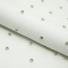 1 Yard 36" x 65/66" Stellar Rhinestone Stretch Mesh Fabric 170 GSM Off white