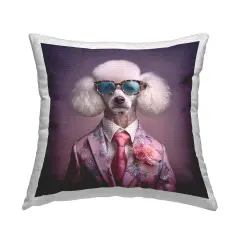 Fashionable Poodle Portrait Design by RB Outdoor Printed Pillow 