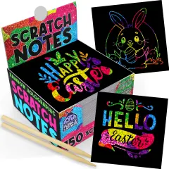 Rainbow Holographic Scratch Art Mini Notes - 150 Sheets with Wooden Stylus, Classroom Must Have, Back to School Gift, School Essentials, Teen Girl Gifts