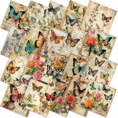 60 Pcs 10 x 10 Inch Vintage Butterfly Quilting Fabric Squares Summer Butterfly Fabric